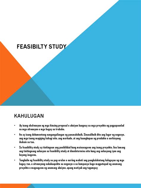 Ano ang kahulugan ng feasibility study